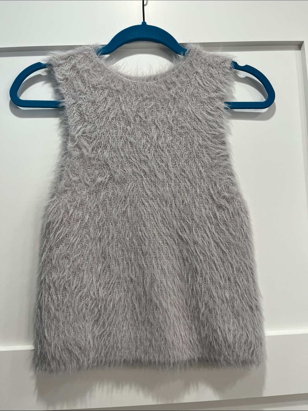 Zara Plush Fuzzy Shell Top in Light Gray/lavender Medium Like New